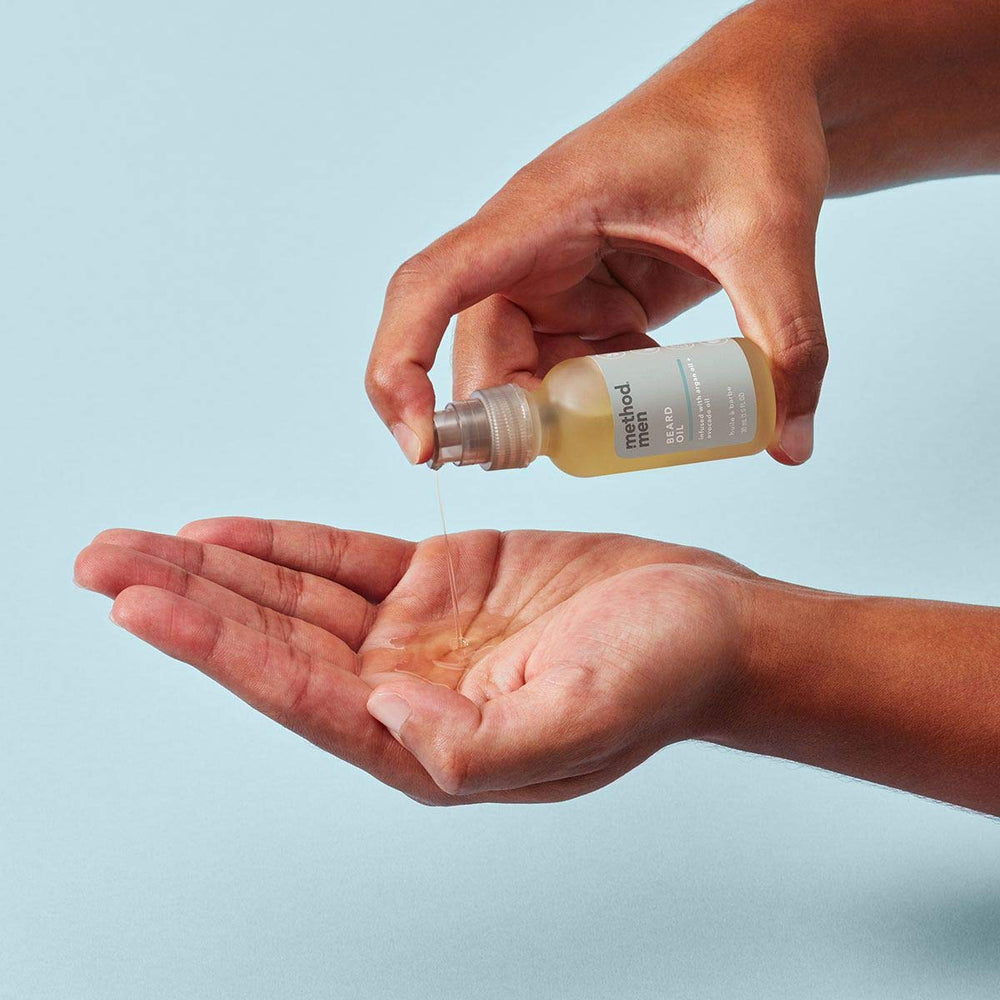 Method Men Beard Oil Sea + Surf bottle with drizzle, easy to apply and quick absorption