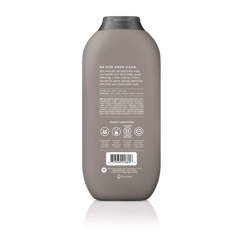 Method Men Cedar Cypress bottle front view with woodsy aroma for morning routine