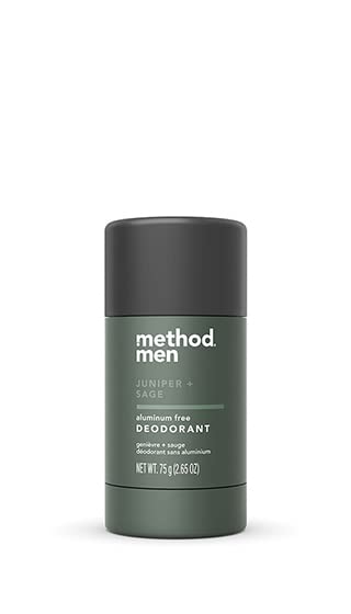 Method Men Juniper & Sage deodorant stick 2-pack cap close-up, long-lasting odor control detail.