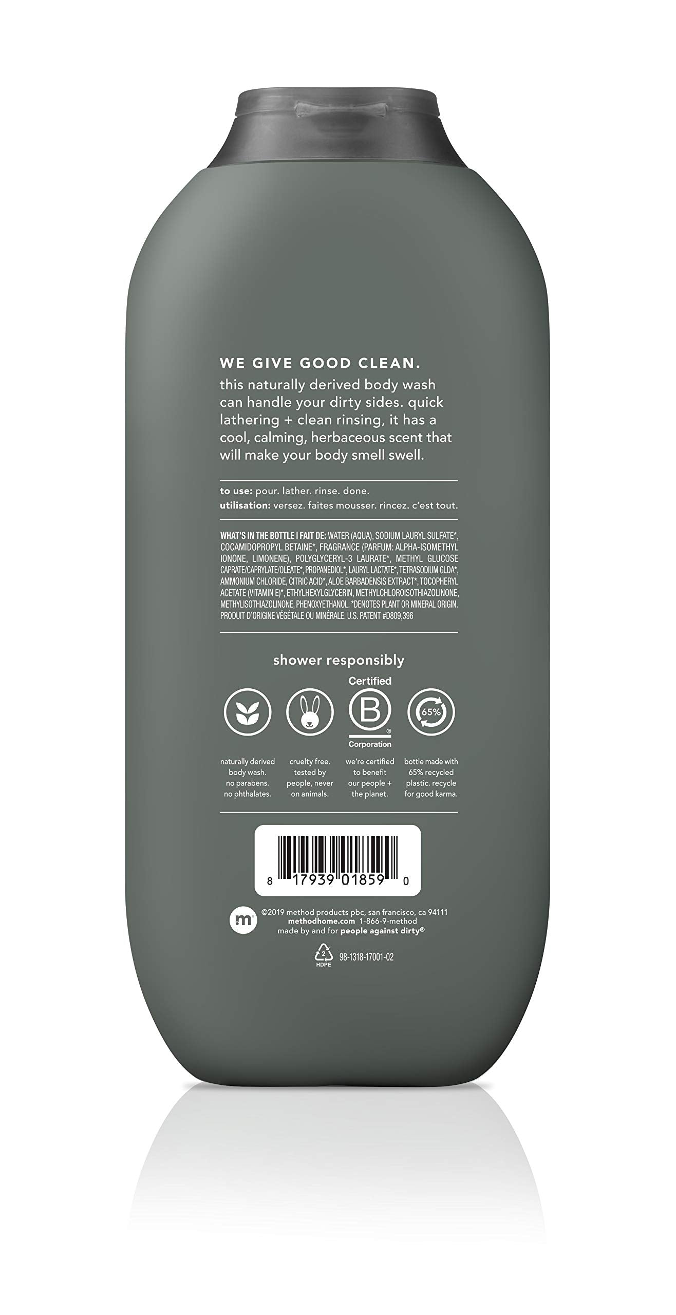 Method Men Juniper Sage bottle front view for a brisk, herbal cleanse