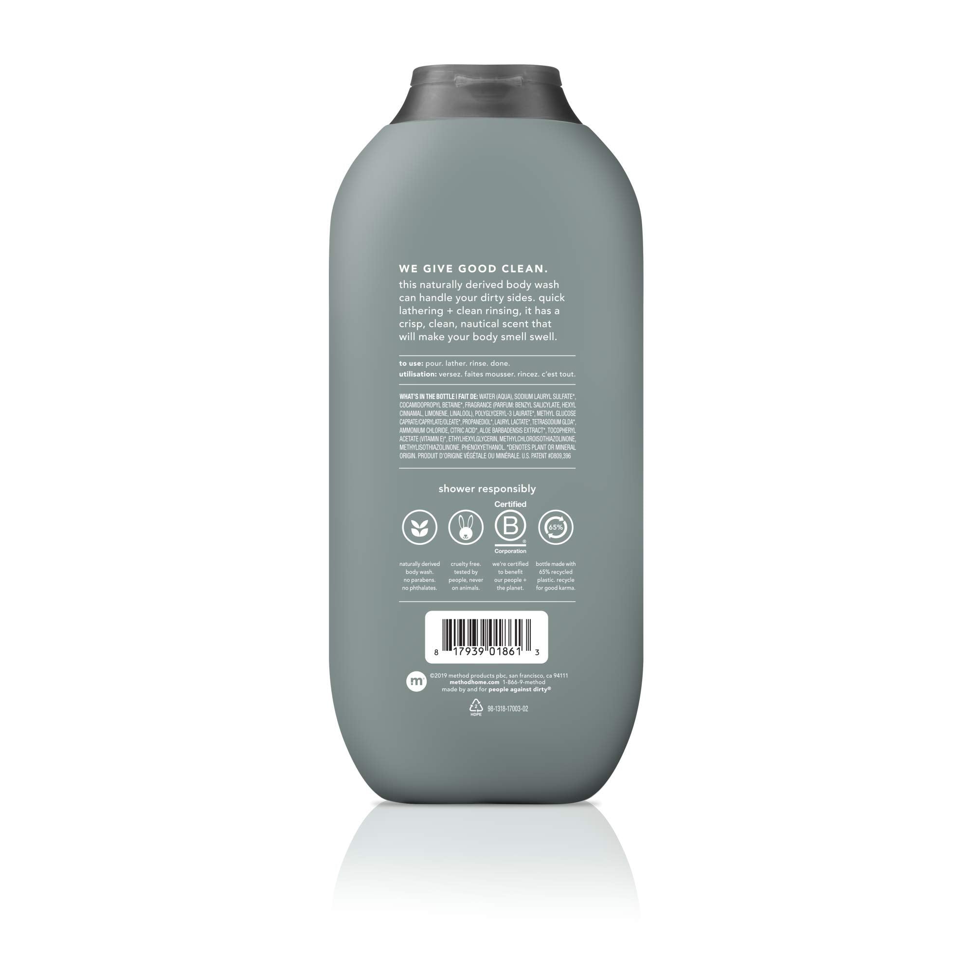 Method Men Sea Surf pack shot with three 18 oz bottles for convenience