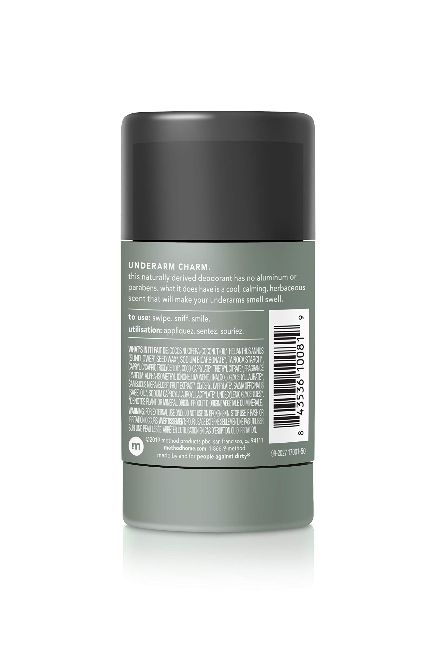 Method Mens Juniper & Sage deodorant cap close-up showing clean mineral-based formula.