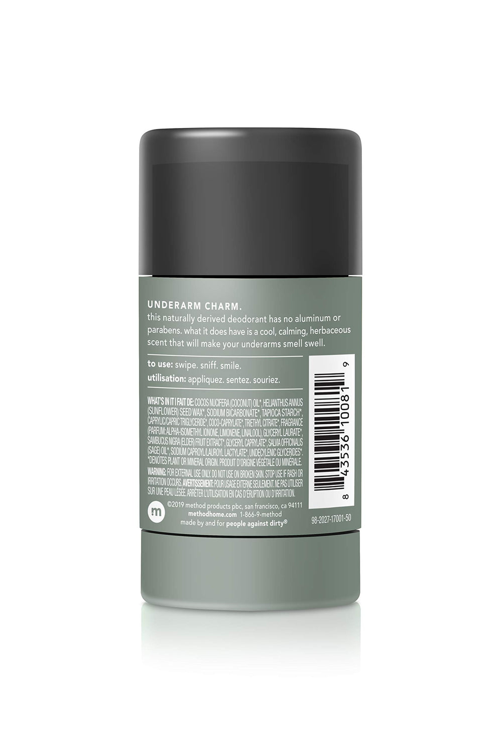 Method Mens Juniper & Sage deodorant cap close-up showing clean mineral-based formula.