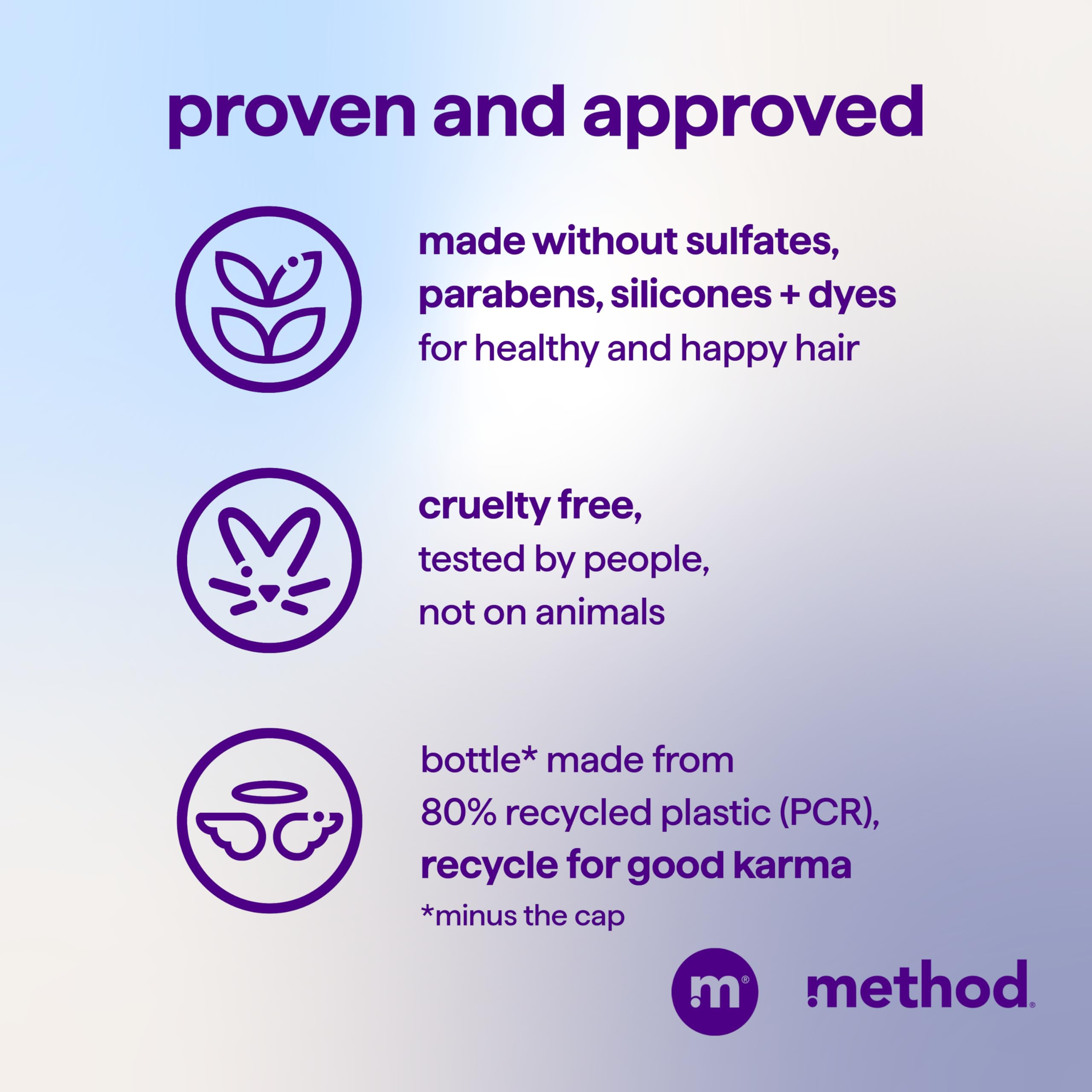 Color-treated hair kept vibrant by color-safe formula from Method Simply Nourish.