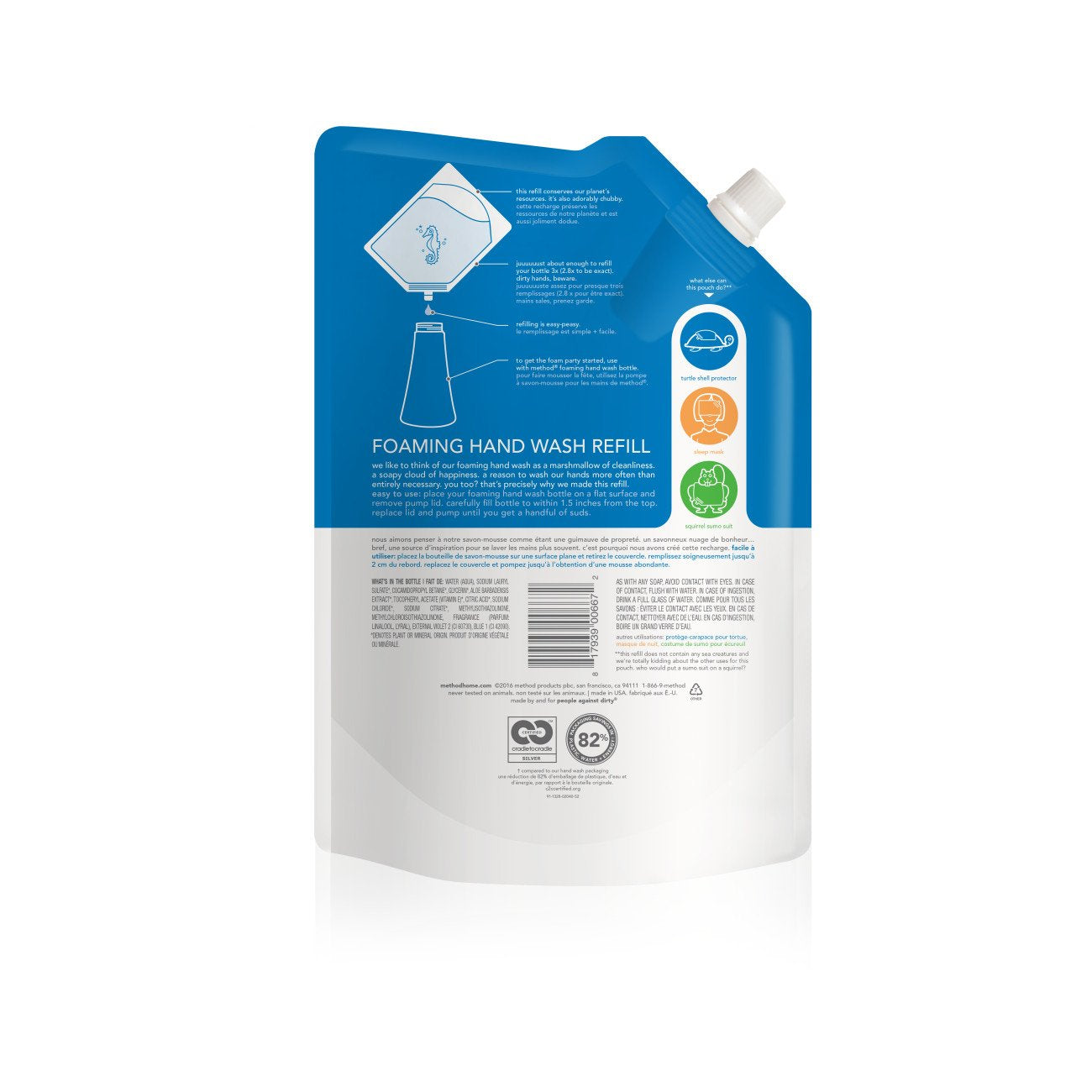 Method Sea Minerals bottle pour demonstrates easy refilling with a fresh, ocean-inspired scent.