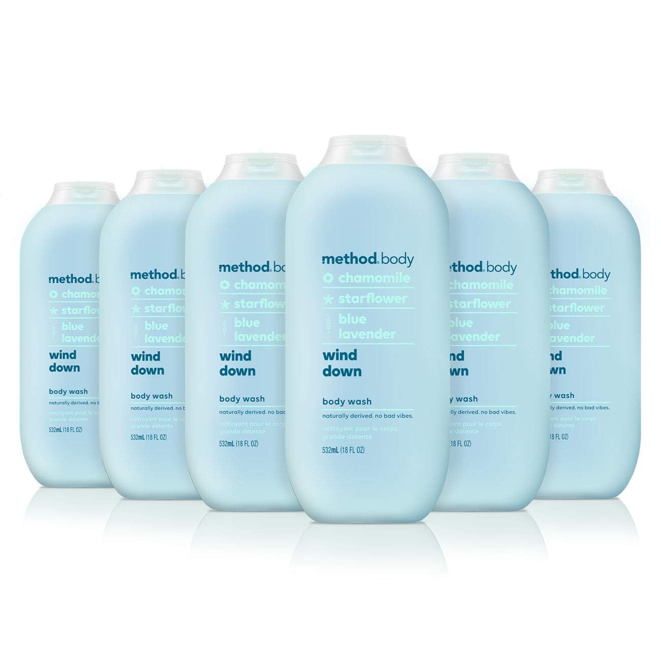 Method Wind Down bottle front view for a calming shower experience