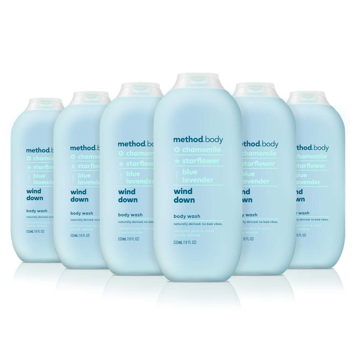 Method Wind Down bottle front view for a calming shower experience