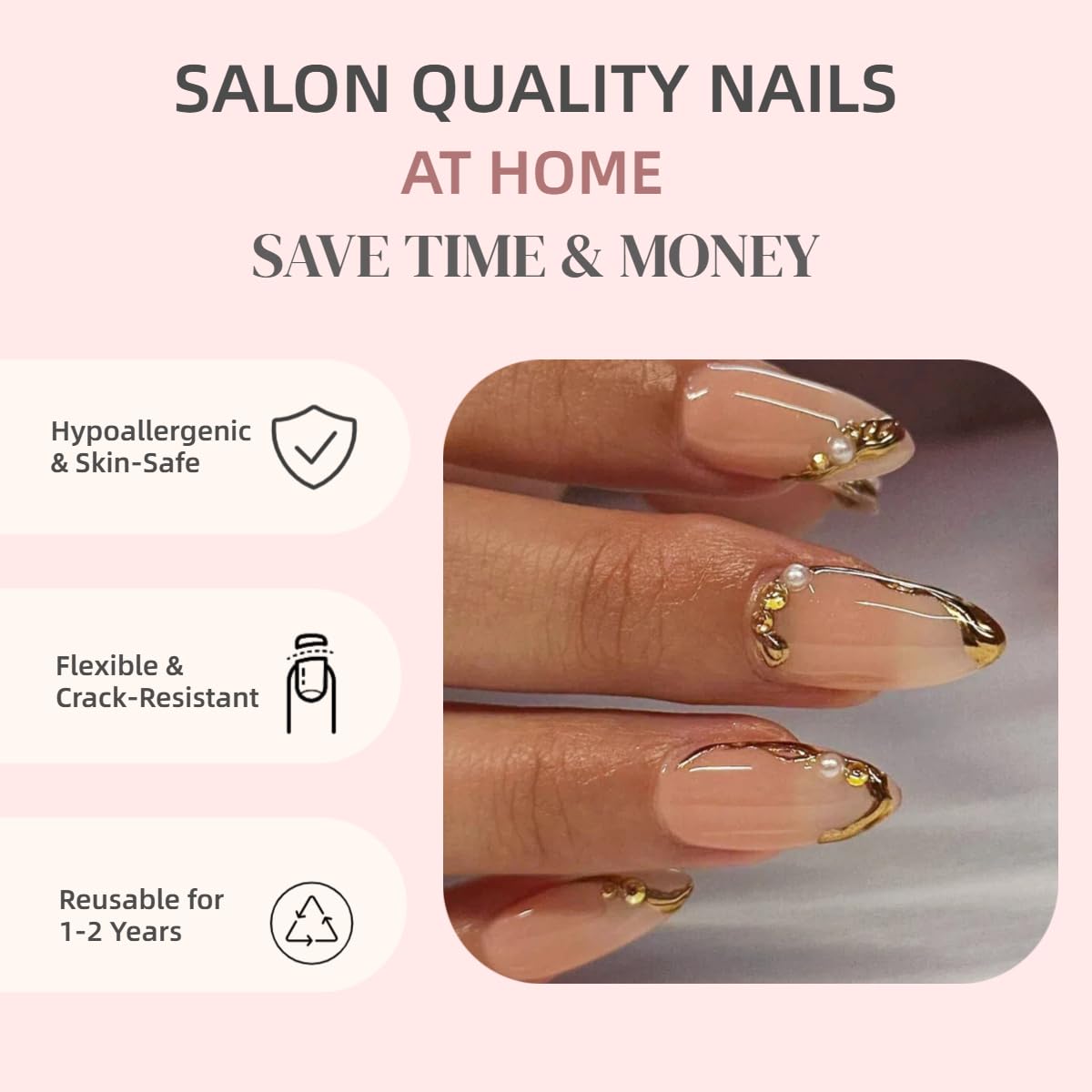 Meticula medium size nails ensure comfortable fit for most users.
