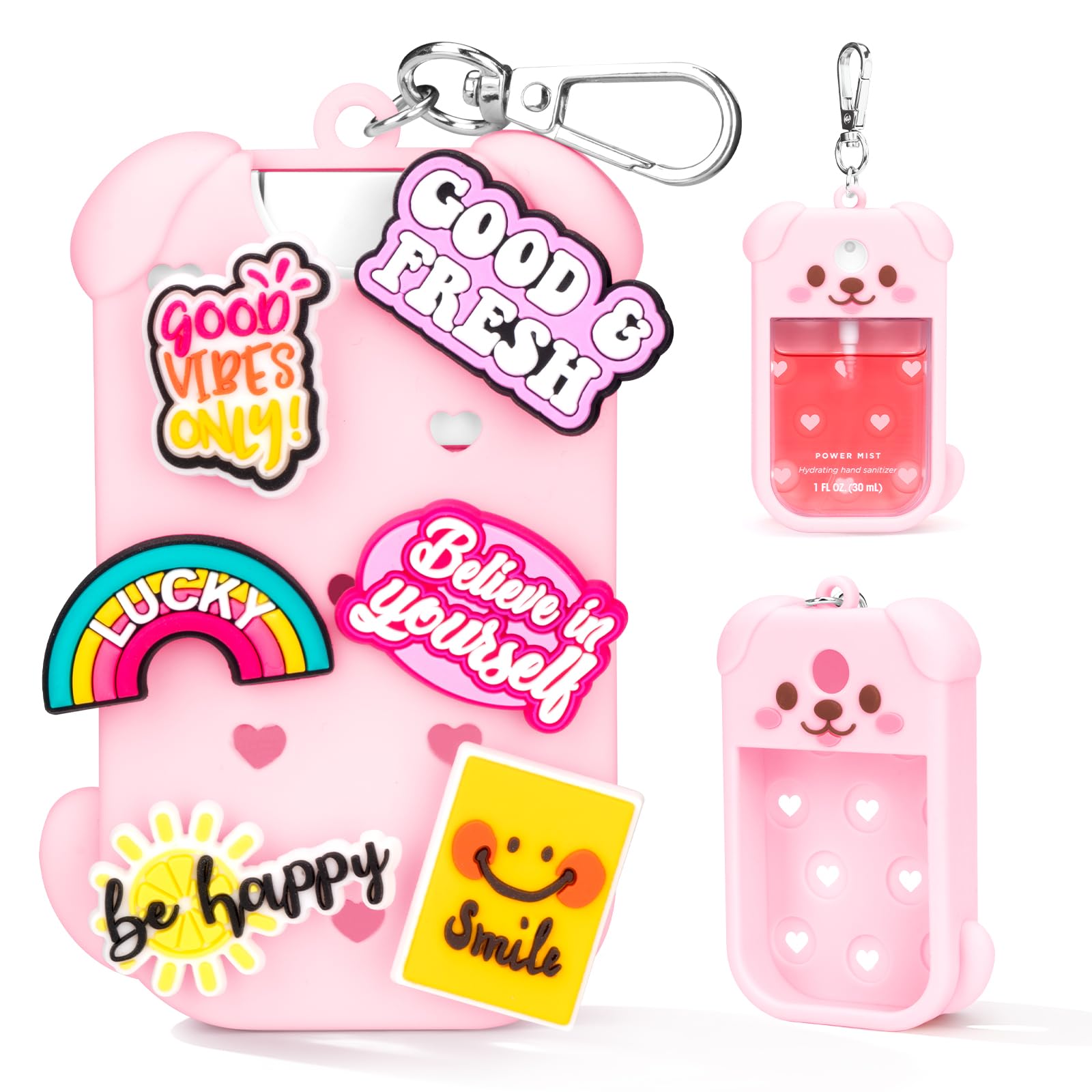Metyond dog silicone case for Touchland 30ml, pink, protects on the go.