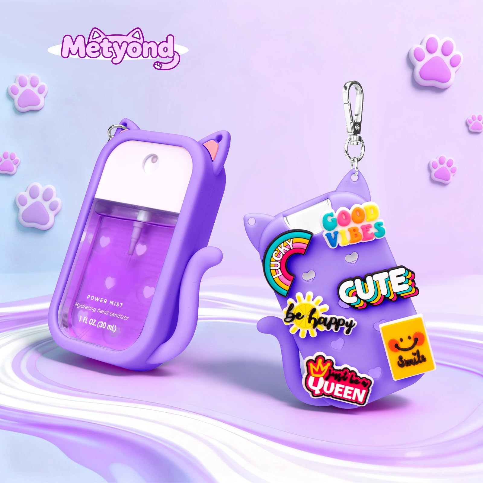 Metyond purple cat-case adds charming, portable sanitizer access.