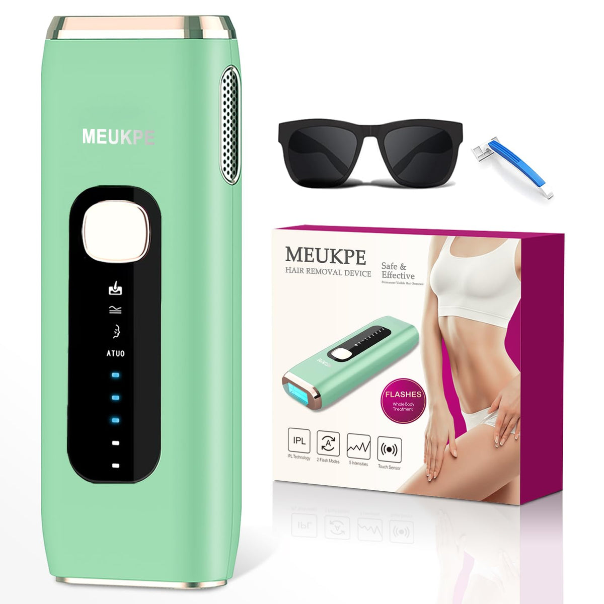 MEUKPE IPL device facial-use close-up delivering precise pulses for smoother skin.