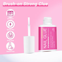 Mevanchica brush-tip applicator shown for precise glue application.