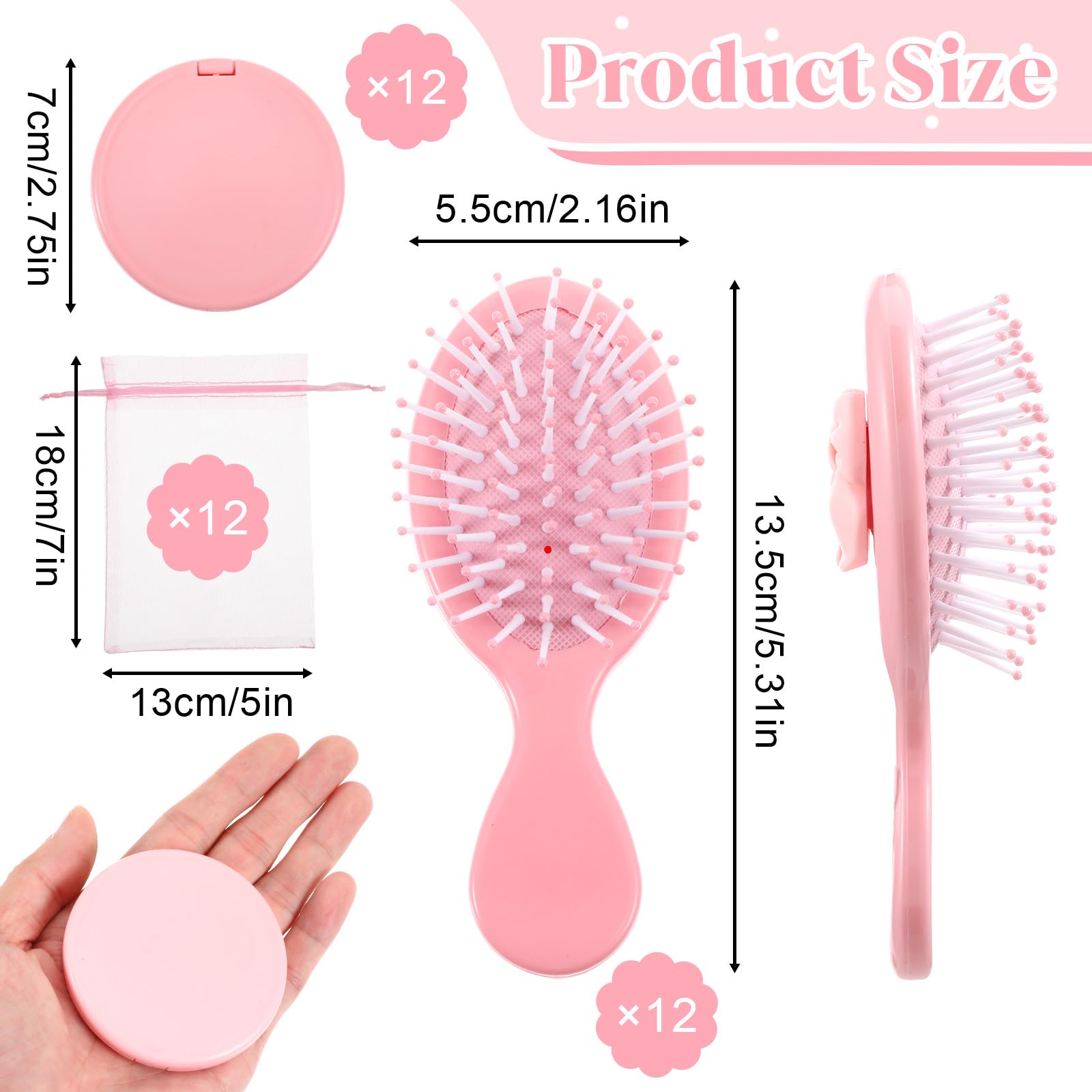 Meyeyaia coquette bow hair brush pink ideal for handbag grooming