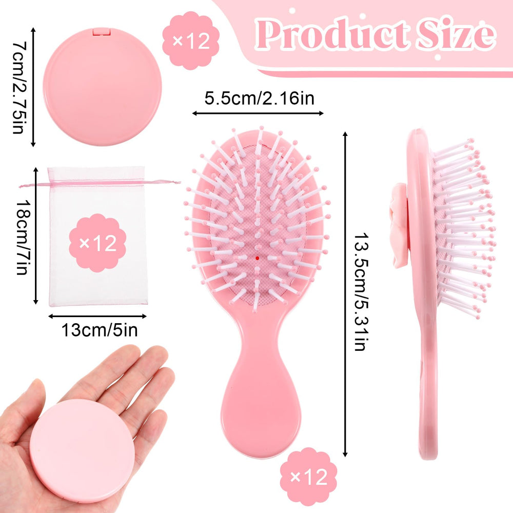 Meyeyaia coquette bow hair brush pink ideal for handbag grooming