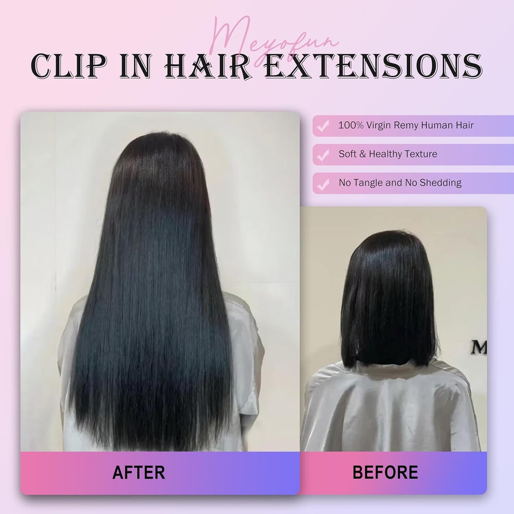 MEYOFUN post-blowout straight extensions delivering a smooth finish.