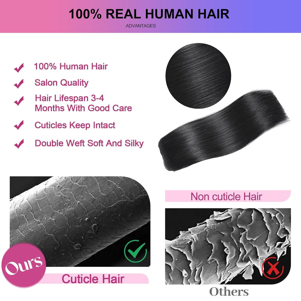 MEYOFUN clip-in extensions clips with soft rubber coating for scalp comfort.