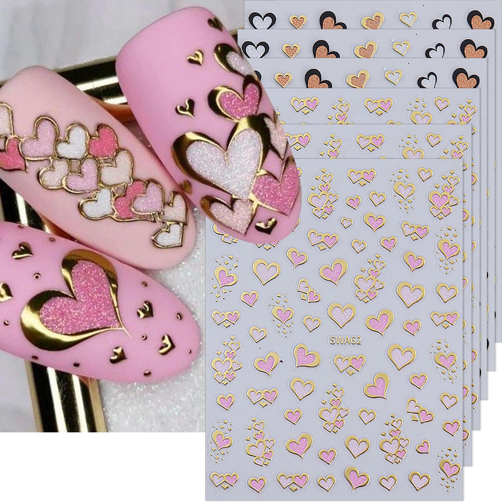 MEZYKAP heart-sticker-set for quick salon-quality nails.