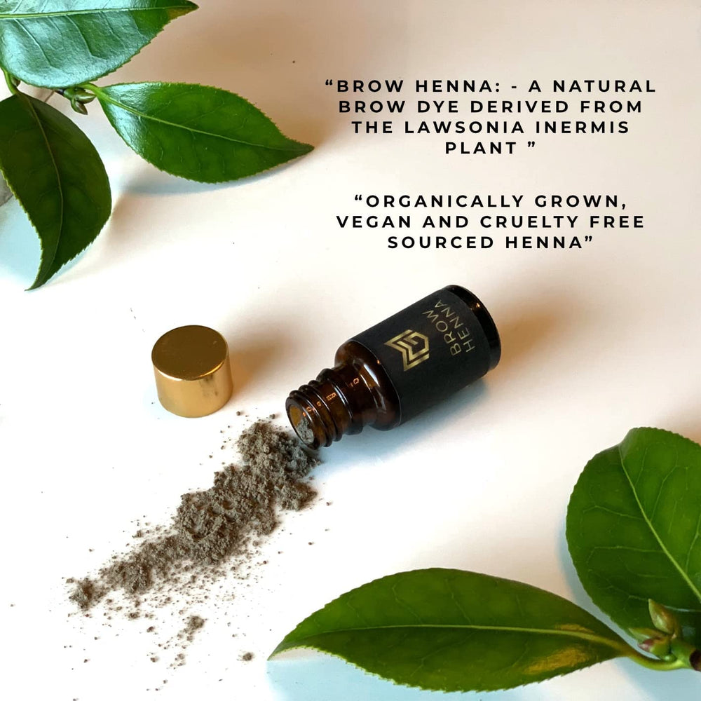 MG Cosmetics plant-based henna formula visual focusing on natural brow staining