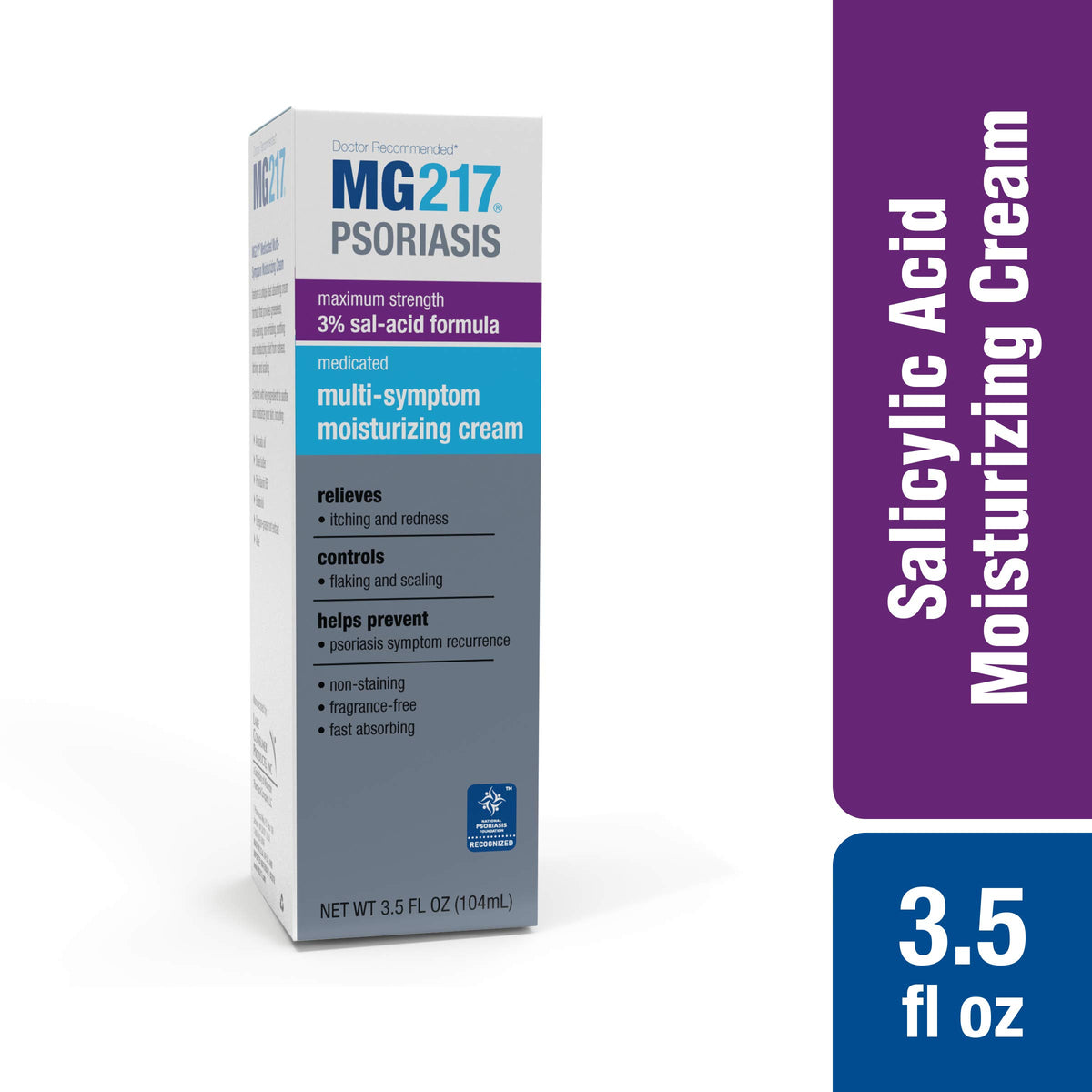 MG217 psoriasis cream jar demonstrates soothing texture for smooth, non-greasy application.