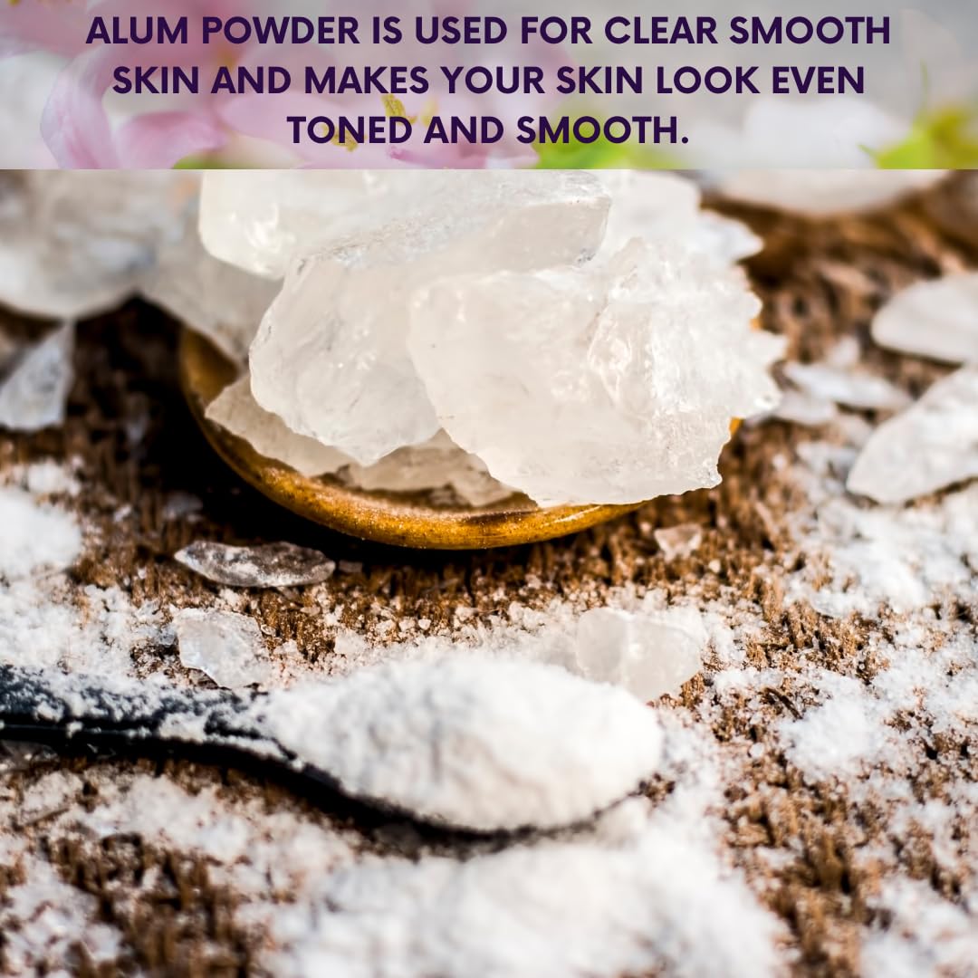 Applying mganna alum paste on face and neck for a refreshing cleanse.