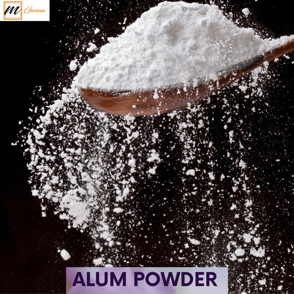 Resealable pouch keeps mganna alum powder fresh between uses.