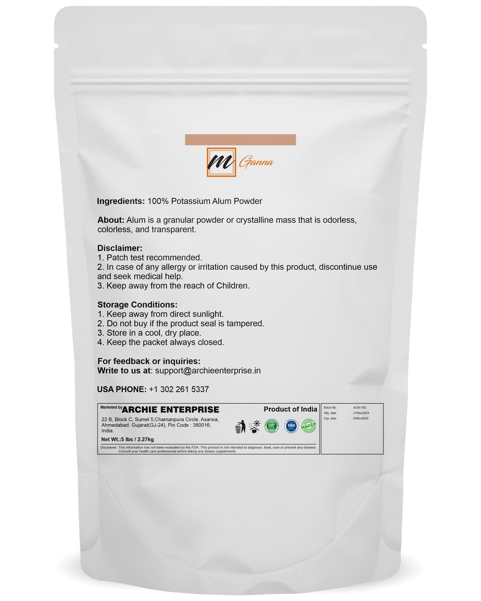 Close-up of mganna alum powder texture highlighting natural mineral granules.