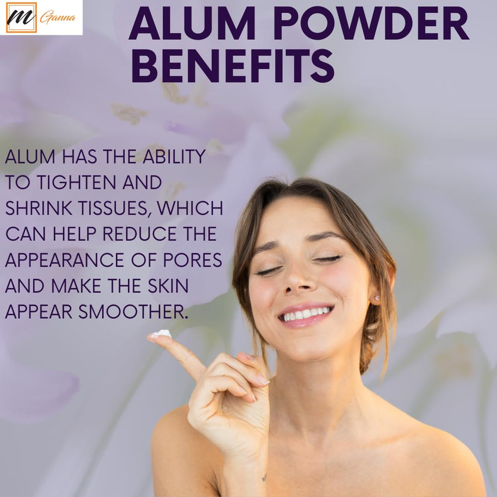 mganna alum powder used for water purification in a glass pitcher.