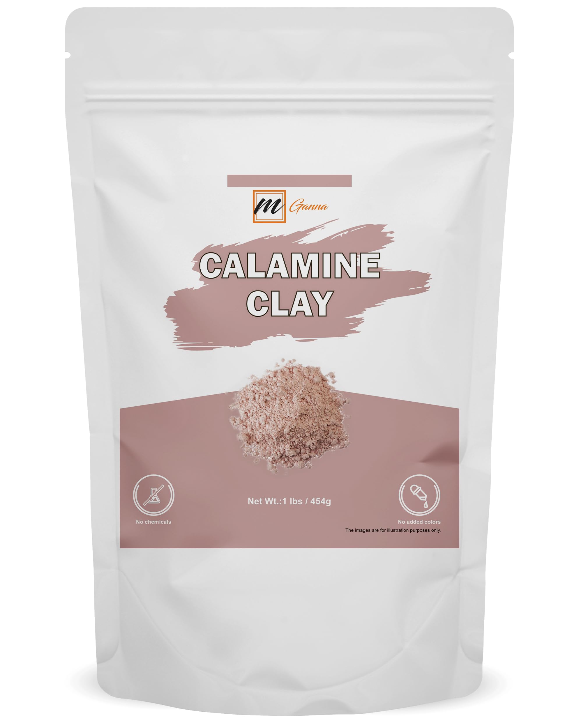 mGanna Calamine Clay Powder packaging close-up, ideal for DIY skincare preparation.