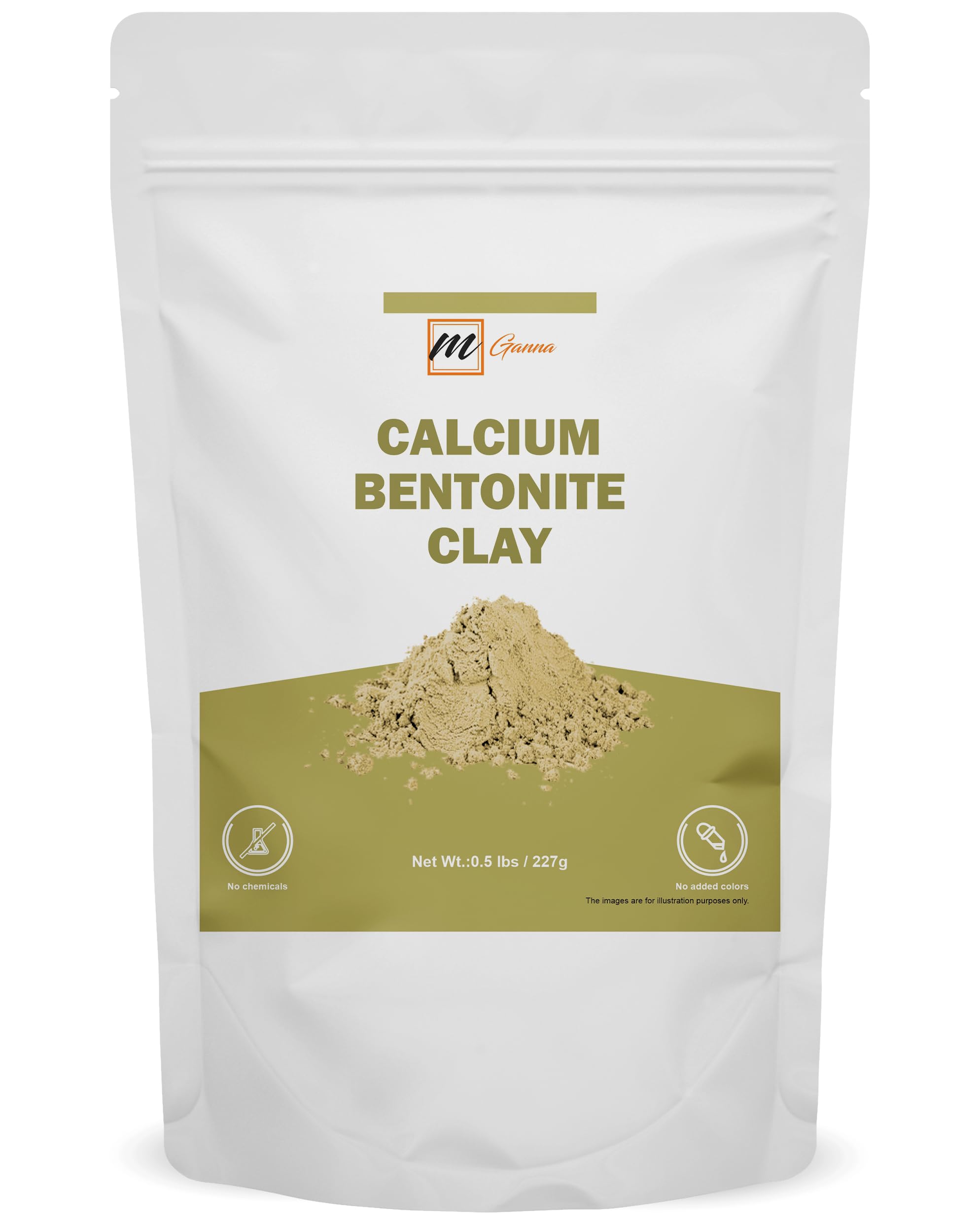 mganna calcium bentonite clay powder packaging for home use and DIY skin care.