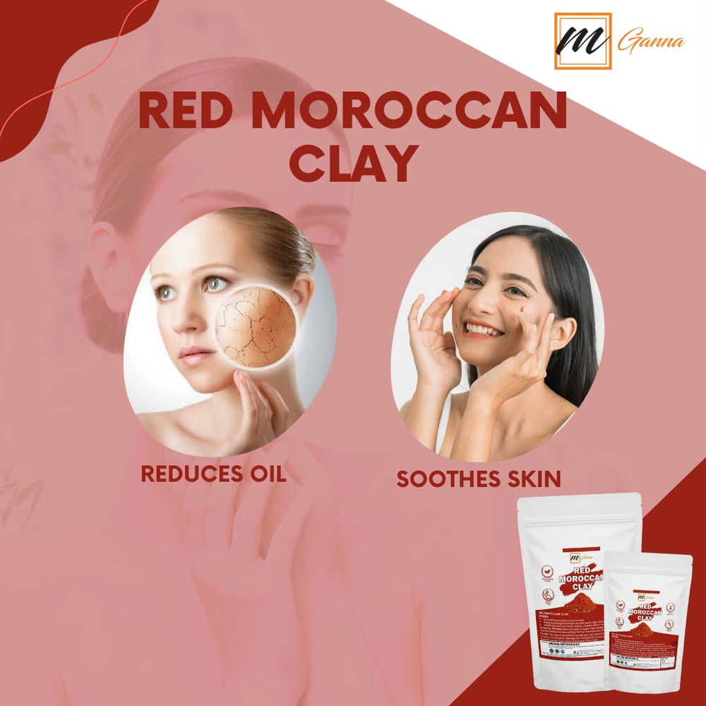 mGanna Moroccan Red Clay exfoliator mix illustrates natural exfoliation for smoother skin.