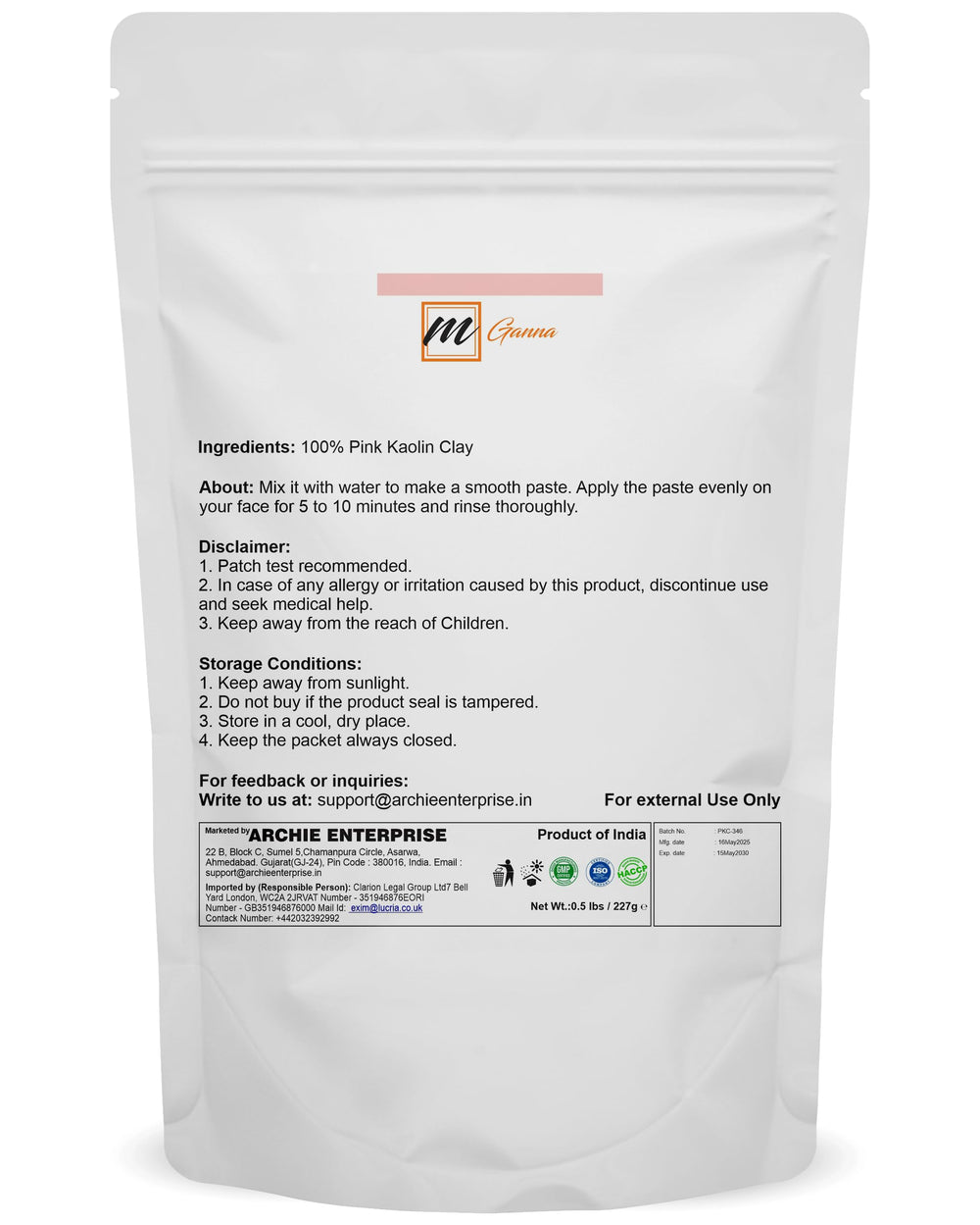 mganna rose clay powder texture closeup shows mineral-rich composition