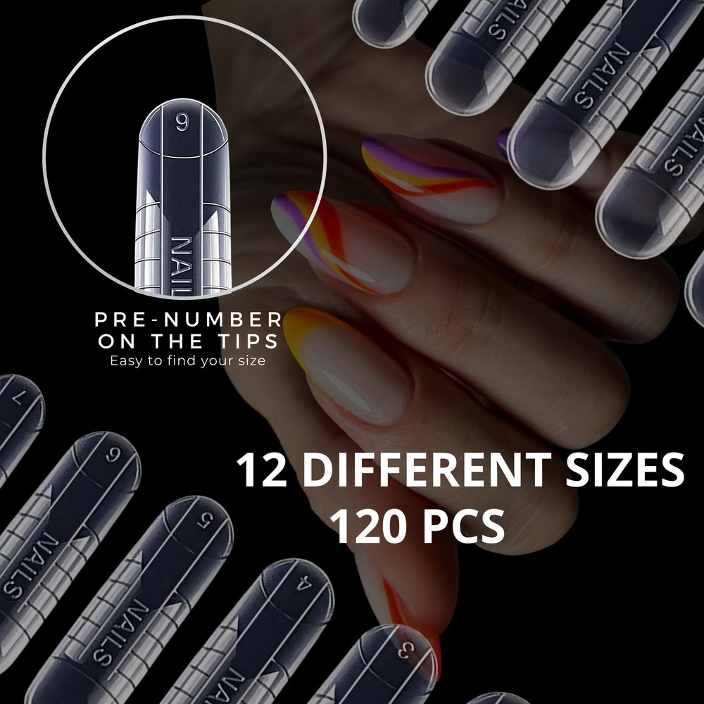 MGART Dual Nail Forms include 120 pieces in 12 sizes for diverse hands.