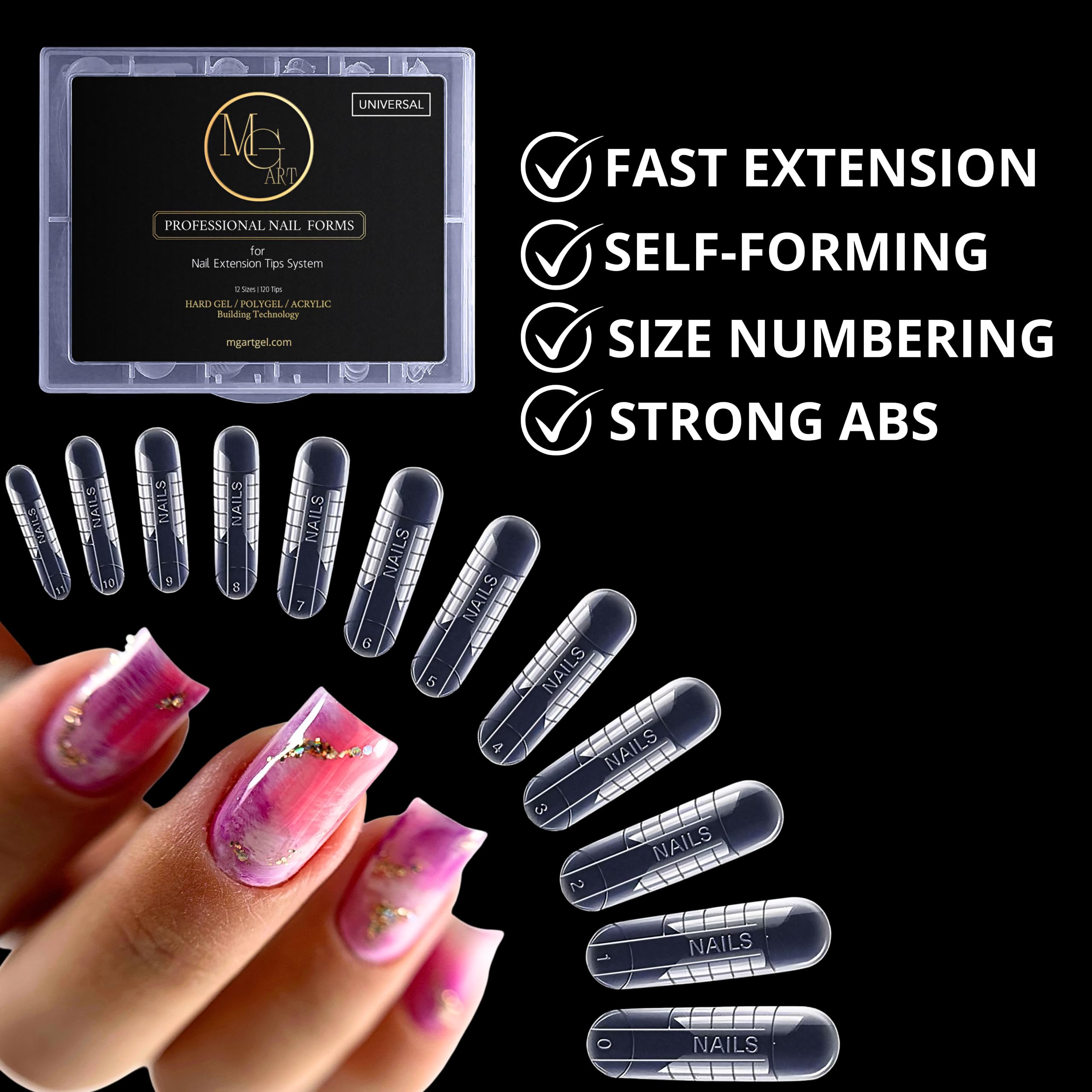 MGART Dual Nail Forms feature a flat inside surface for stable nail architecture.