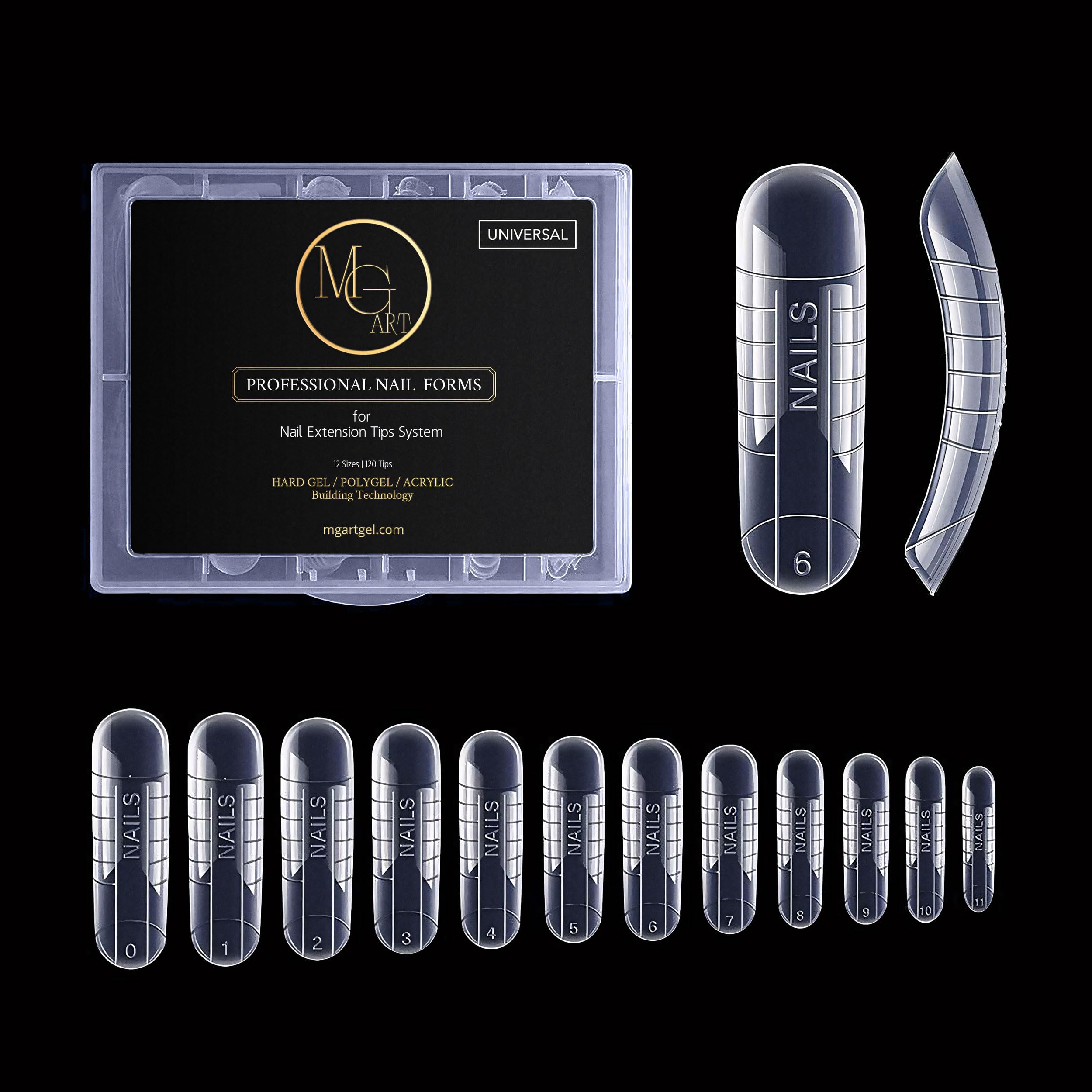 MGART Dual Nail Forms offer universal square extension for precise gel nail shaping.