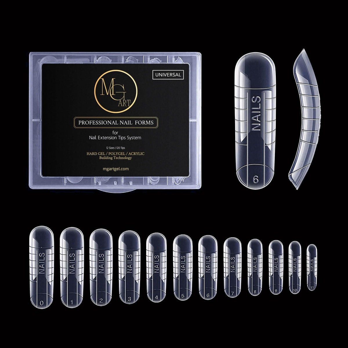 MGART Dual Nail Forms offer universal square extension for precise gel nail shaping.