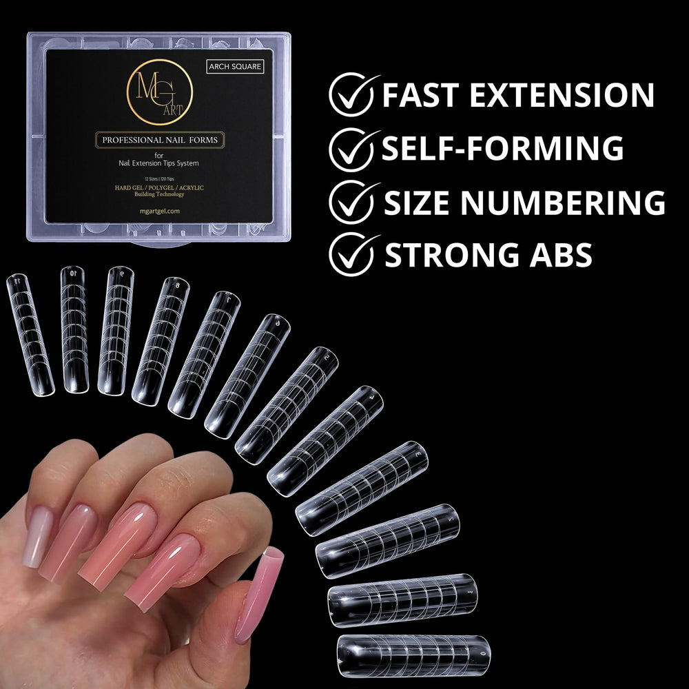 MGART nail forms resemble natural tips for seamless extension.