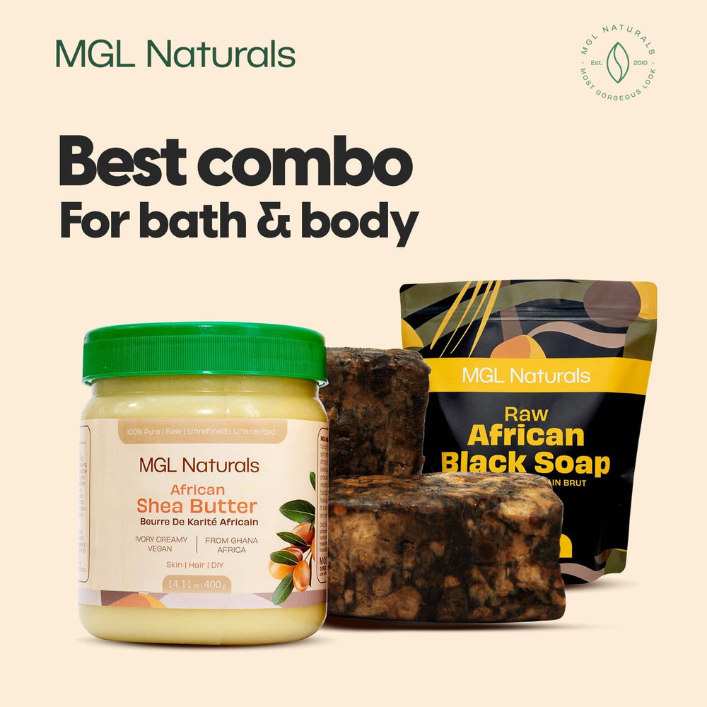 Natural ingredients visual from MGL Naturals African Black Soap.