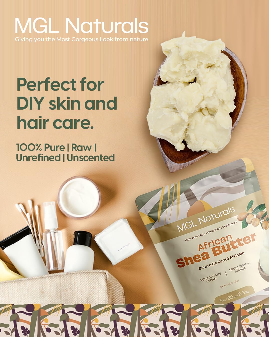 MGL Naturals DIY recipes with pure shea butter for whipped products