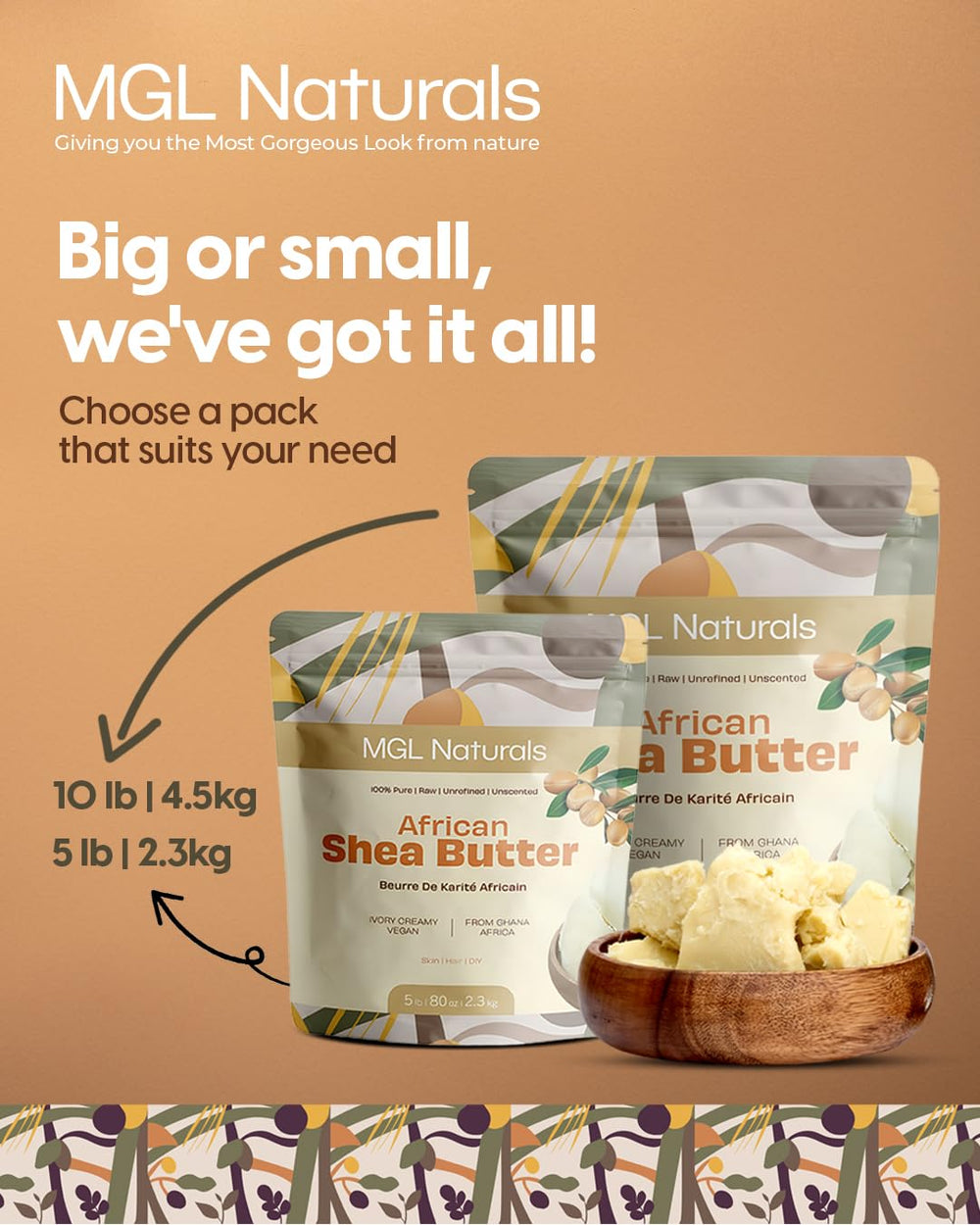 MGL Naturals shea butter deep conditioning for manageable, soft hair