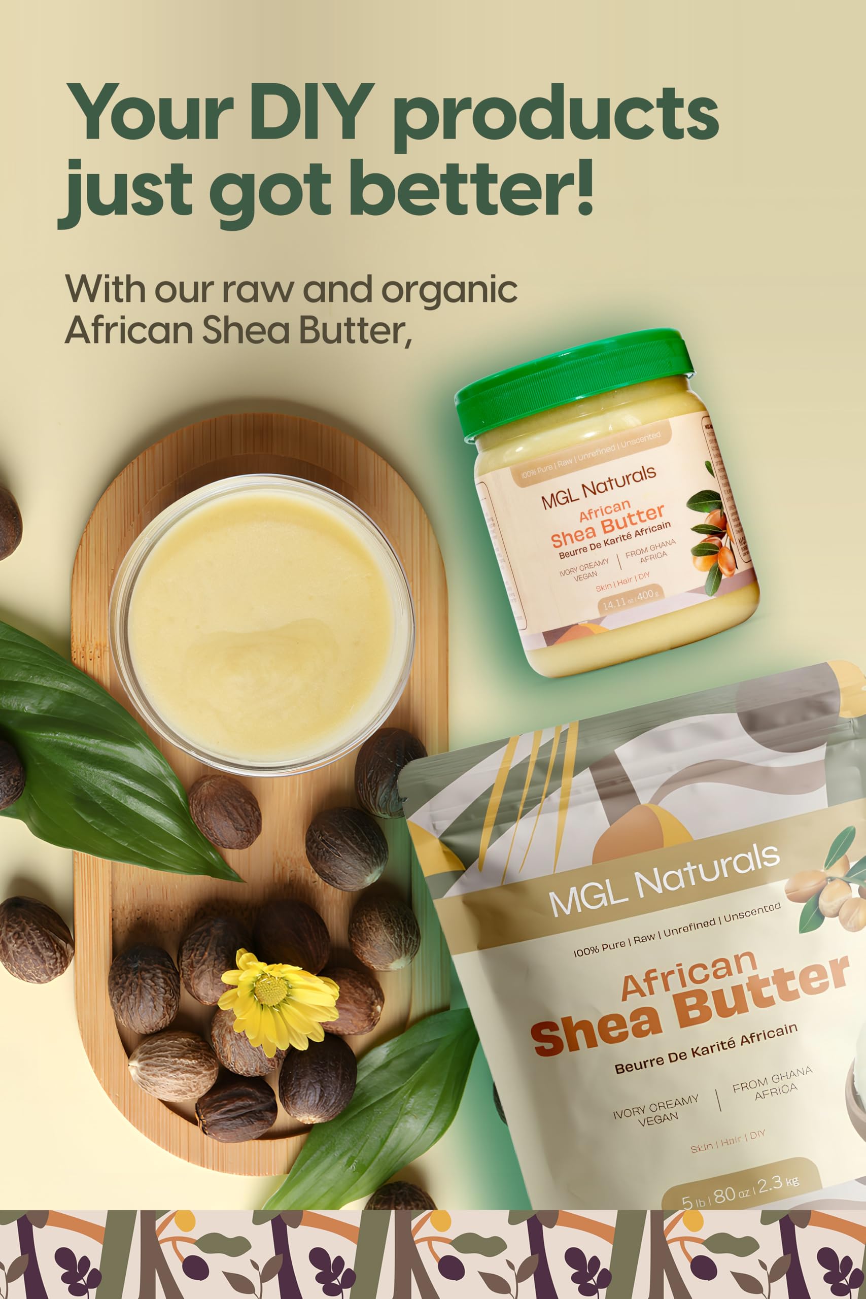 MGL Naturals unscented shea butter suitable for DIY cosmetic blends