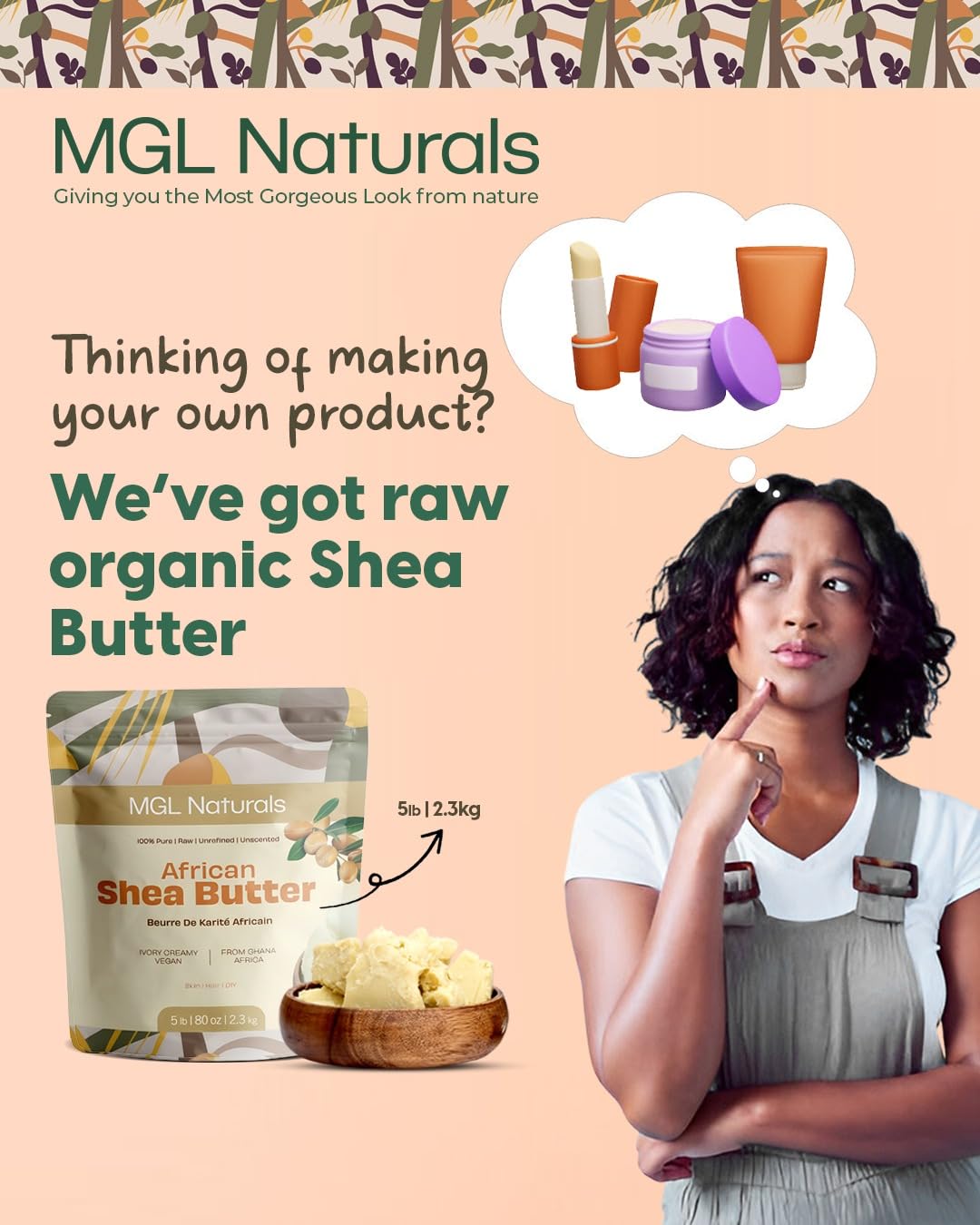 MGL Naturals unscented butter suitable for sensitive skin and blends