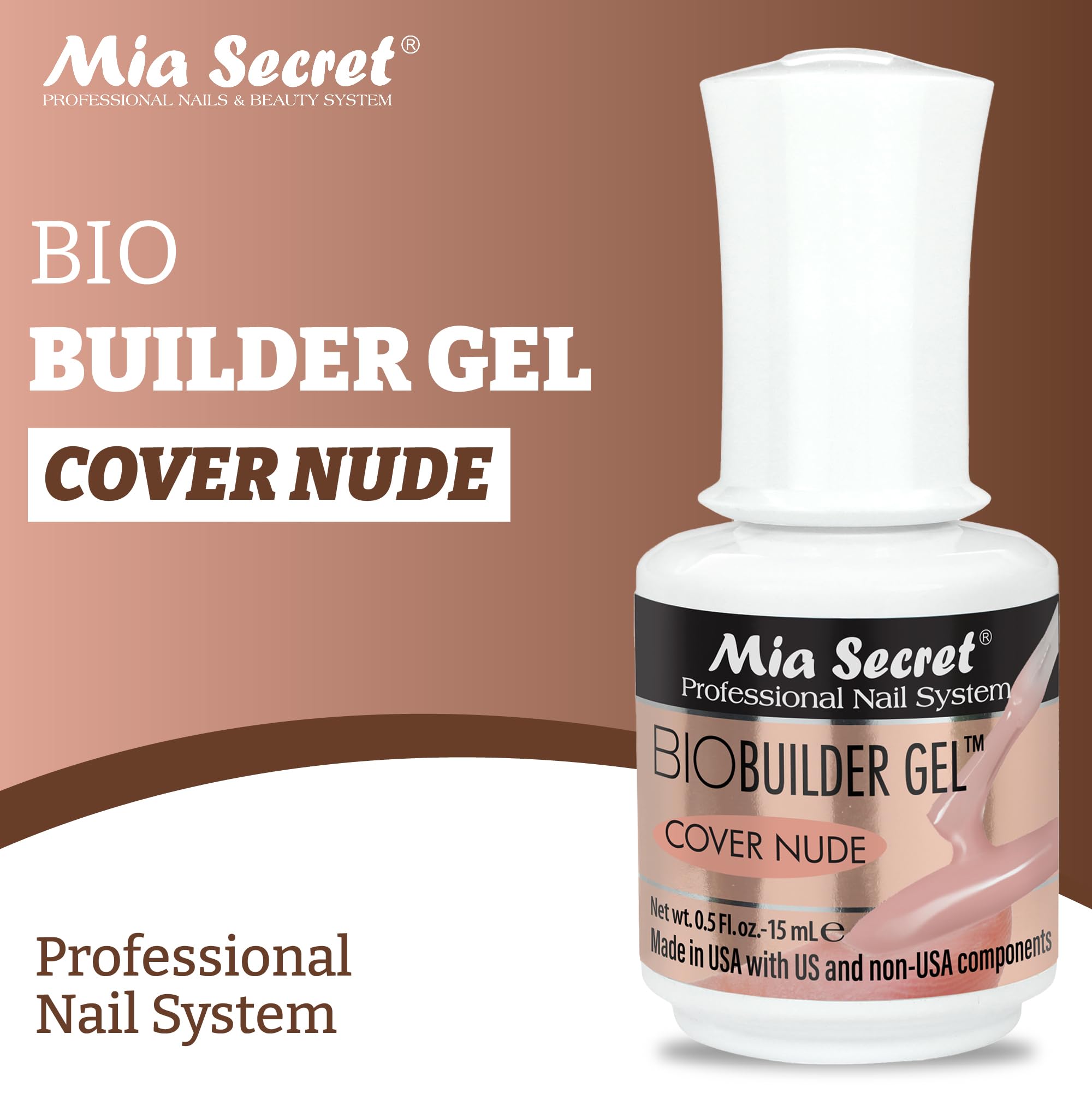 Mia Secret Bio Builder Gel Cover Nude nails show natural-looking nude finish.