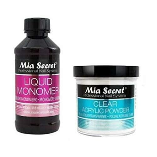 Mia Secret clear acrylic powder for long-lasting, non-yellowing nails