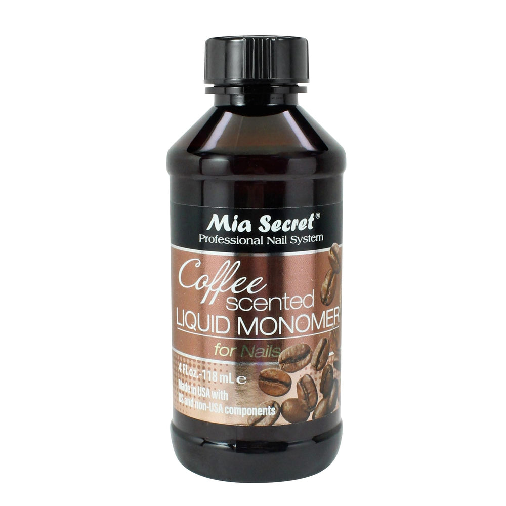 Mia Secret coffee scented liquid monomer bottle for smooth blending.