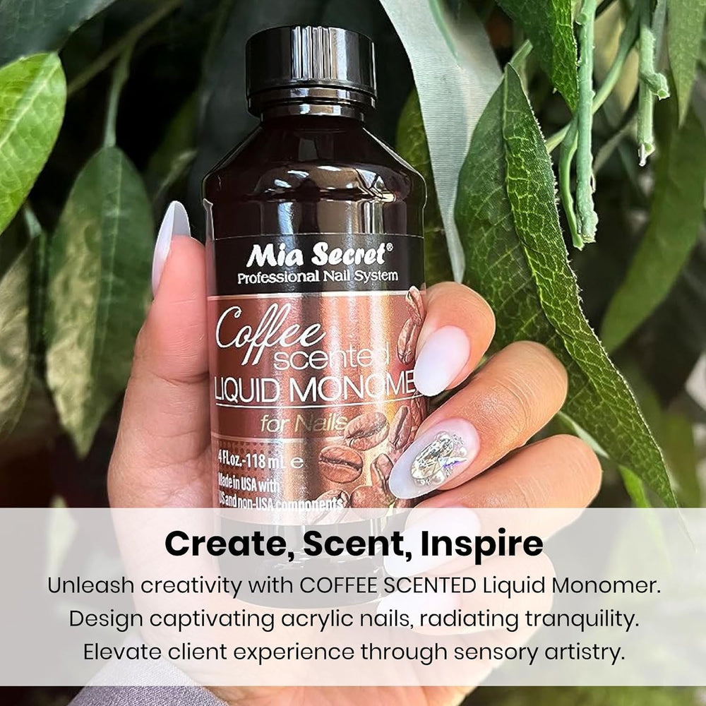Mia Secret Coffee Scented Liquid Monomer with powders enables flexible, clean overlays