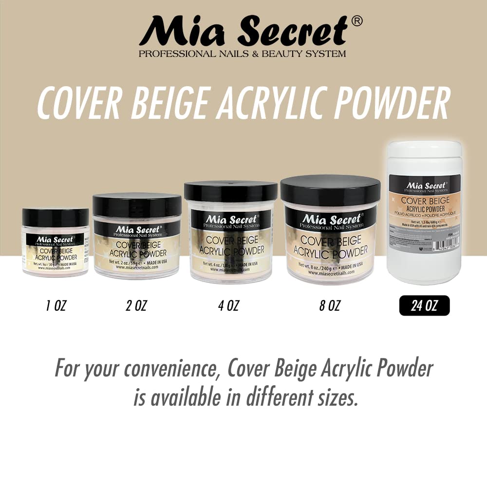 Mia Secret cover beige acrylic powder professional-use for salon or home use.