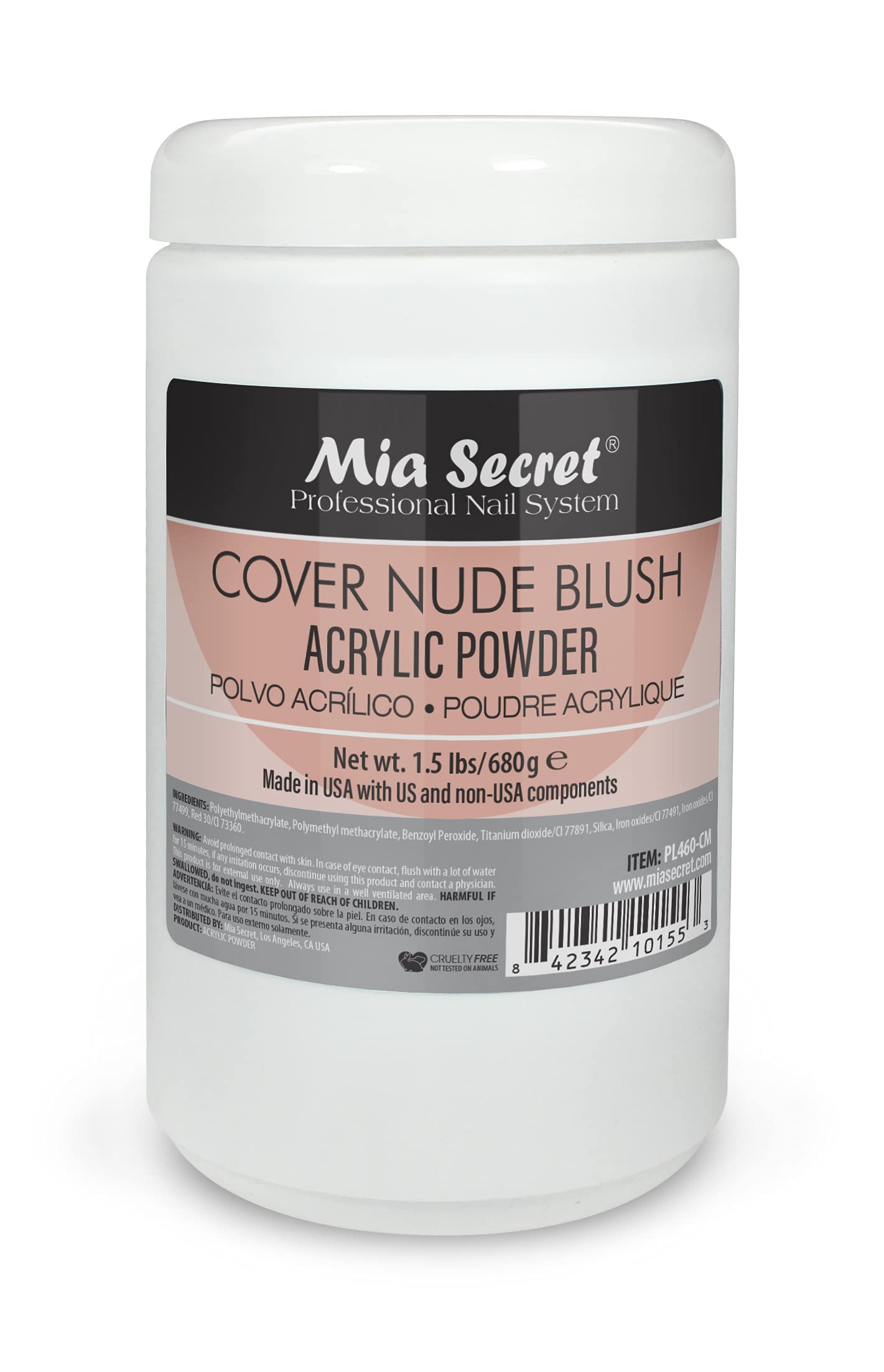 Mia Secret Cover Nude Blush acrylic powder packaging for professional use and easy application.