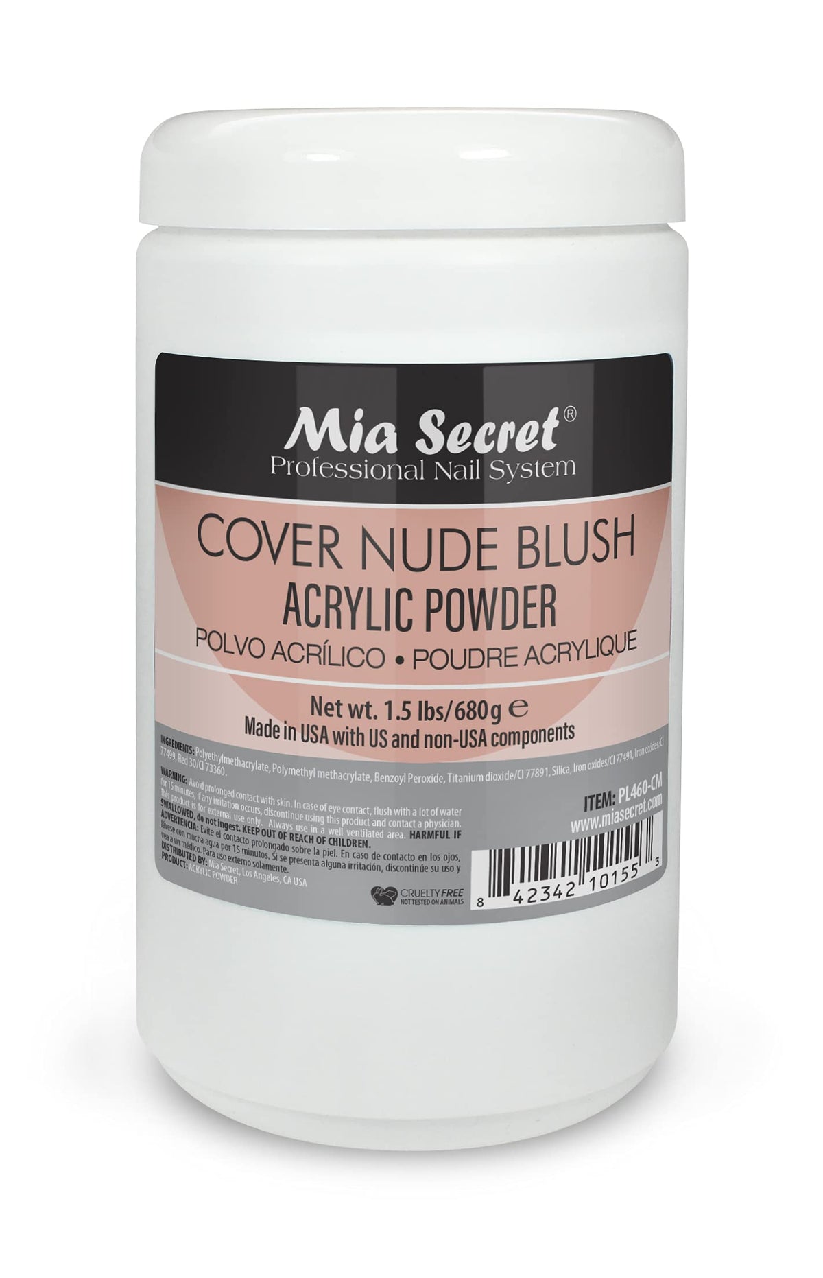 Mia Secret Cover Nude Blush acrylic powder packaging for professional use and easy application.