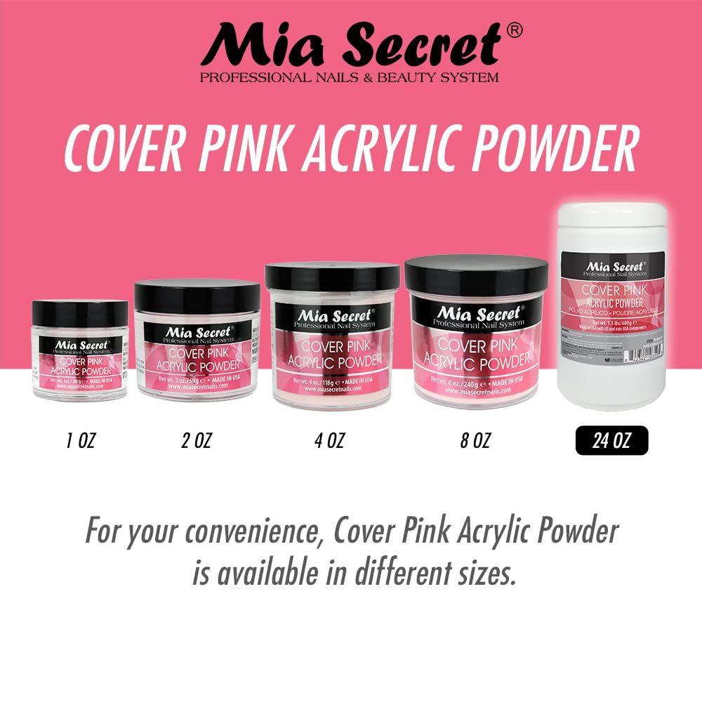 Mia Secret Cover Pink acrylic powder resists yellowing to preserve color over time
