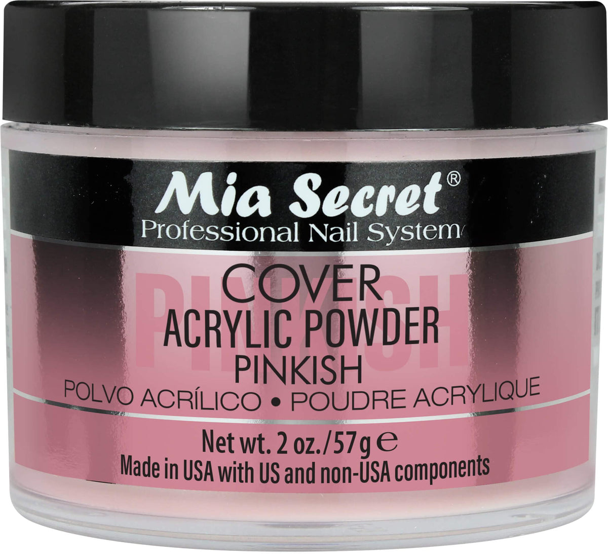 Mia Secret Cover Pinkish acrylic powder bottle for durable, smooth nails.